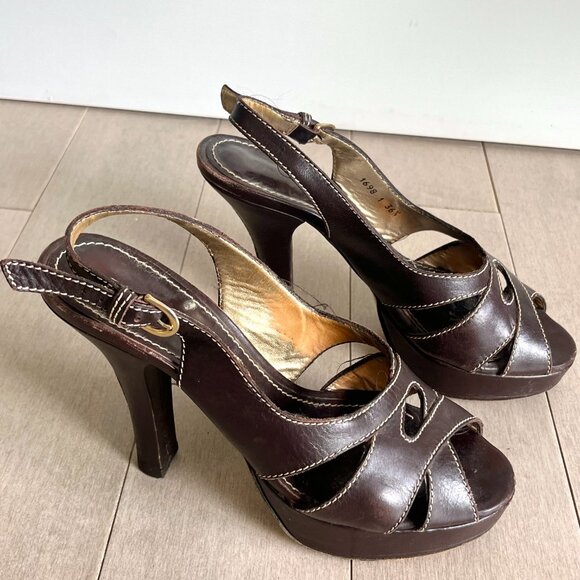 Barbara Bui Brown Open Toe Heels - Picture 4 of 8